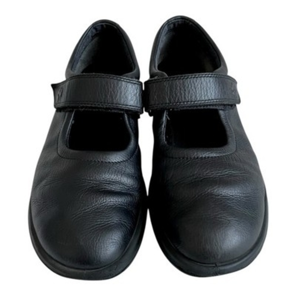 ECCO Biom Life Mary Jane Black Leather Hook Loop Comfort Flats Women Sz 9 /40 G+ - Picture 4 of 9